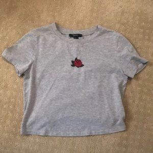 Gray with rose crop top